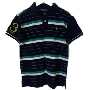 US Polo Assn. Polo Shirt Mens Size Medium Multi Striped Short Sleeve